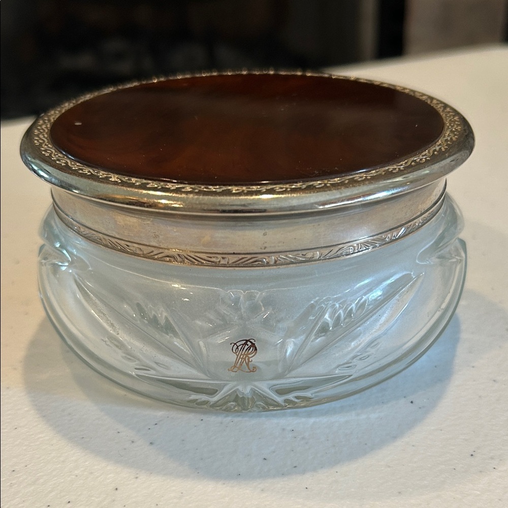 Ralph Lauren Silver and Brown Glass Jar